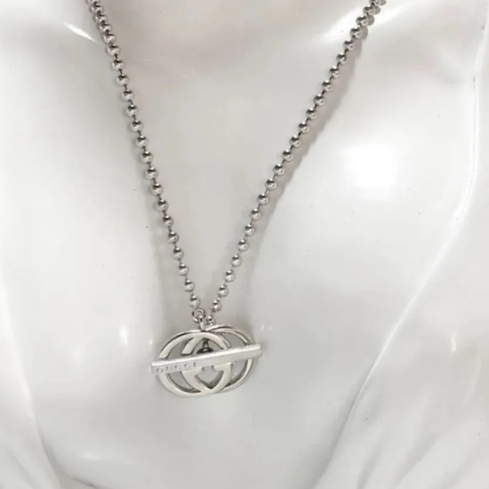 - RARE- Gucci Luxury Necklace Double G statement signature ✨️ logo!! 16 in… - Picture 2 of 4